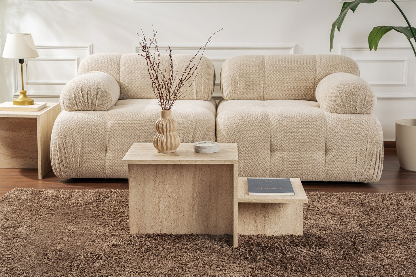 Τραπεζάκι Σαλονιού Travertine 80 x 40 x 40 εκ GR241NRD1226