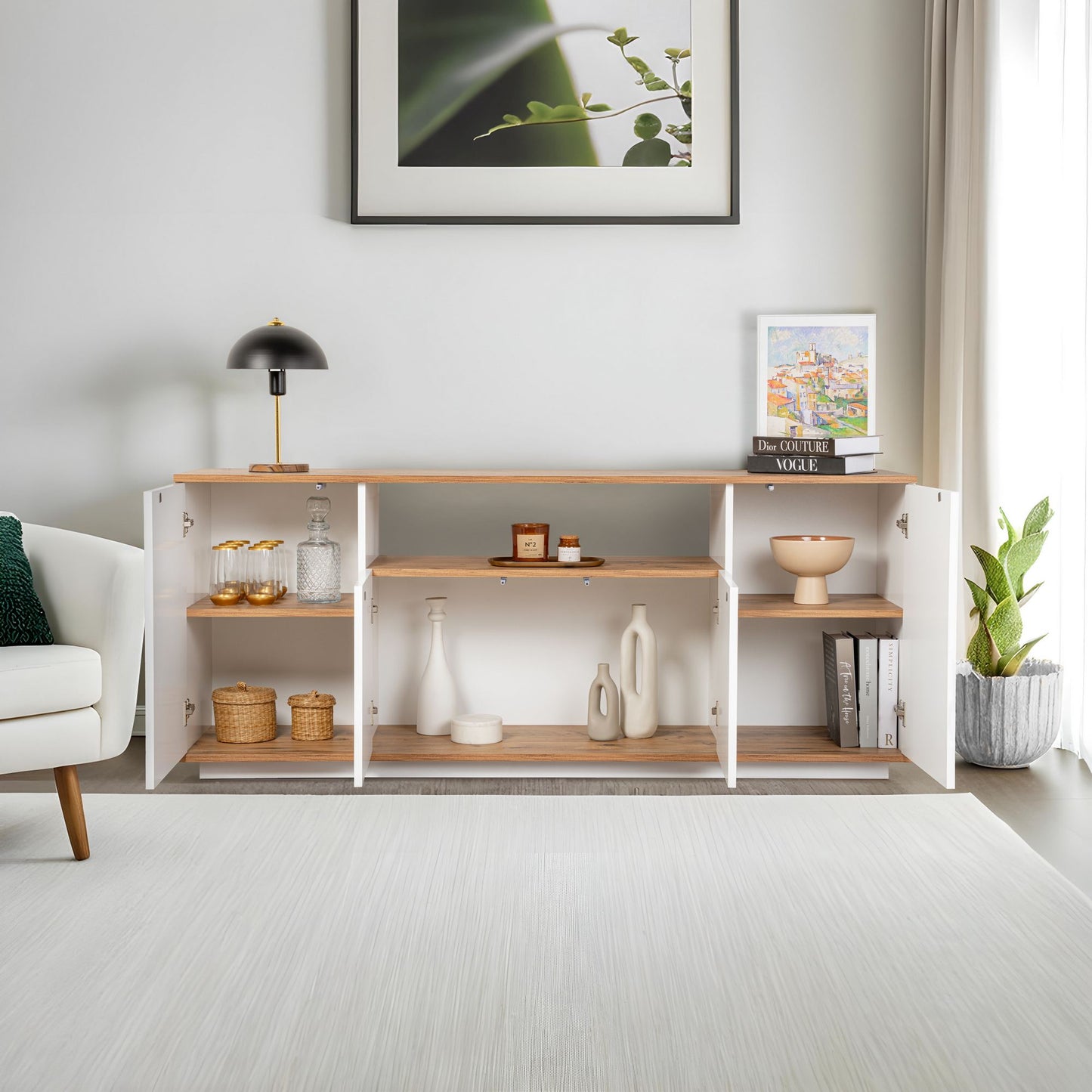 Μπουφές Λευκό Atlantic Πεύκο 180x44,5x75cm | 241NRD1303