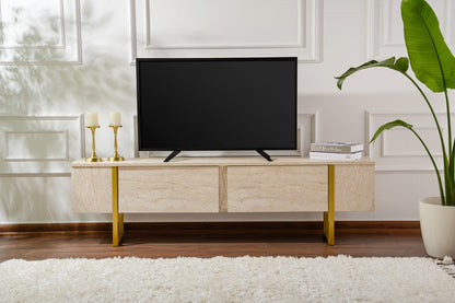 Έπιπλο Τηλεόρασης TV Βάση Σύνθεση Travertine Χρυσό | 241NRD1308