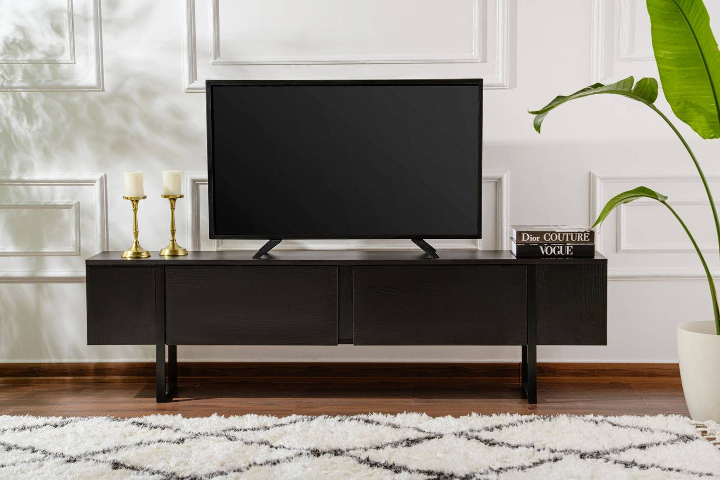 Έπιπλο Τηλεόρασης TV Βάση Σύνθεση Ξύλο Μαύρο Μαύρο | 241NRD1309