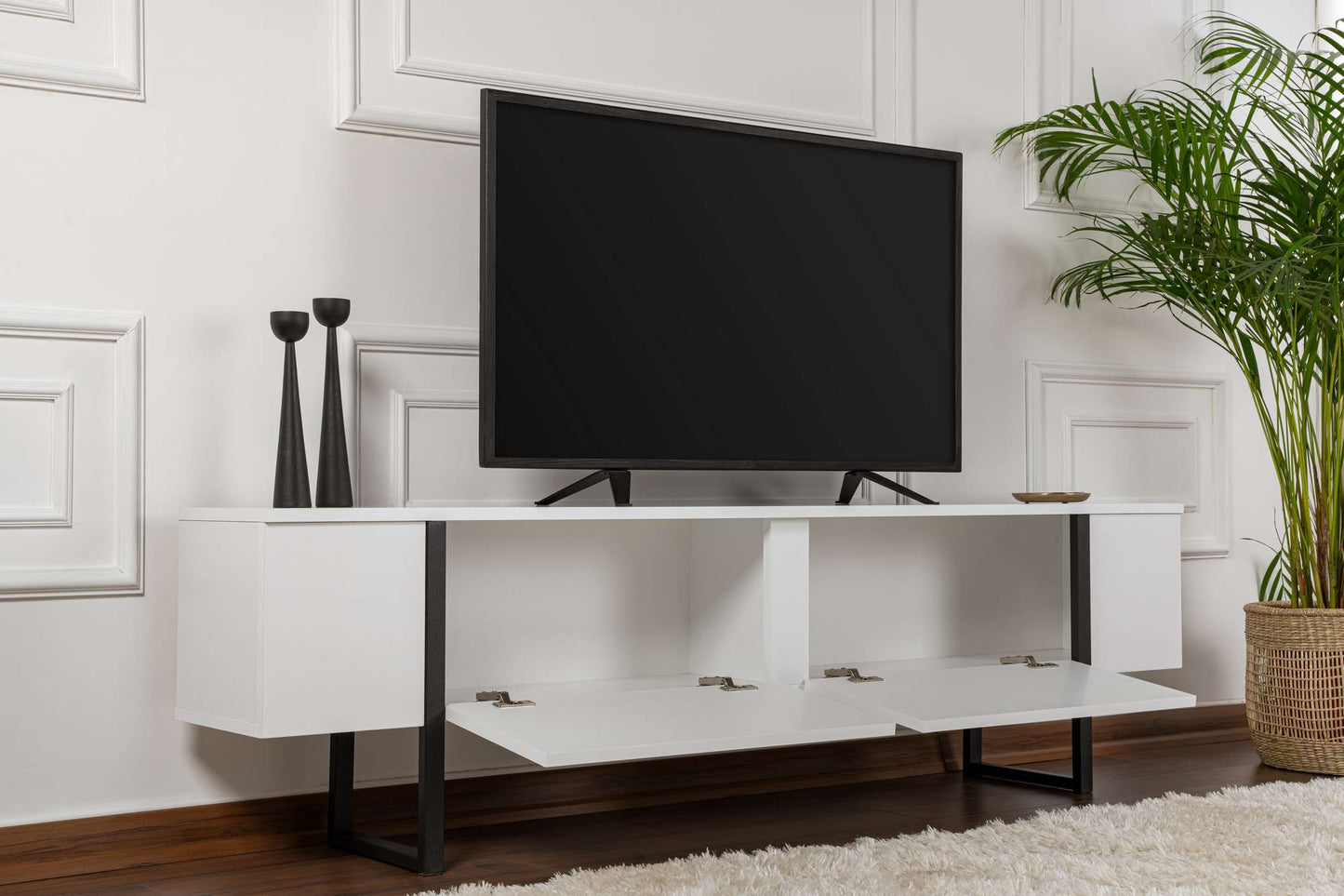 Έπιπλο Τηλεόρασης TV Βάση Σύνθεση Λευκό Μαύρο | 241NRD1330