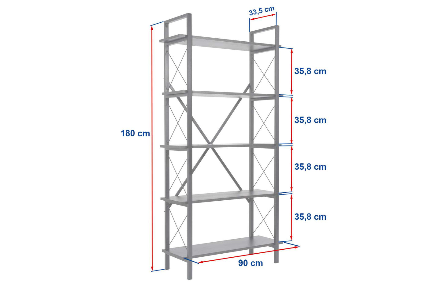 Βιβλιοθήκη 90 × 34 × 180 εκ. Wood Μαύρο Μαύρο GR241NRD1338