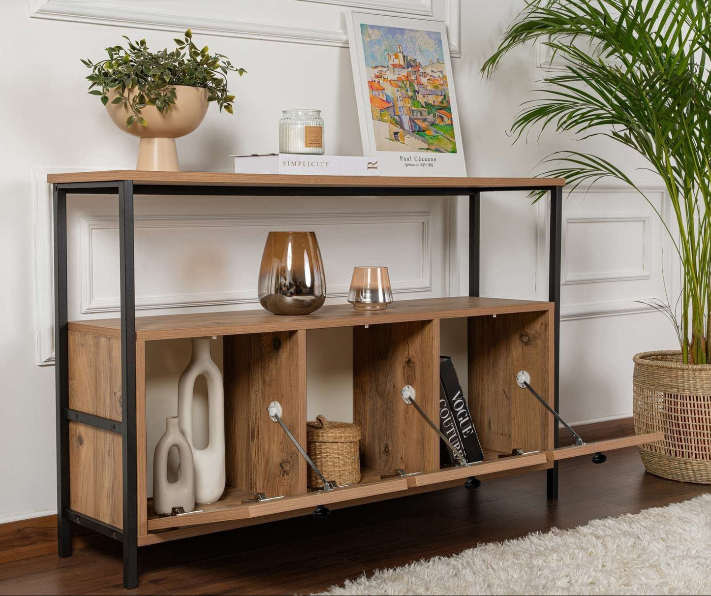 Τραπέζι Κονσόλα Εισόδου Μπουφές 120x77x30 εκ με 3 Ανοιγόμενα Ντουλάπια σε 5 Χρωματισμούς 241NRD1340