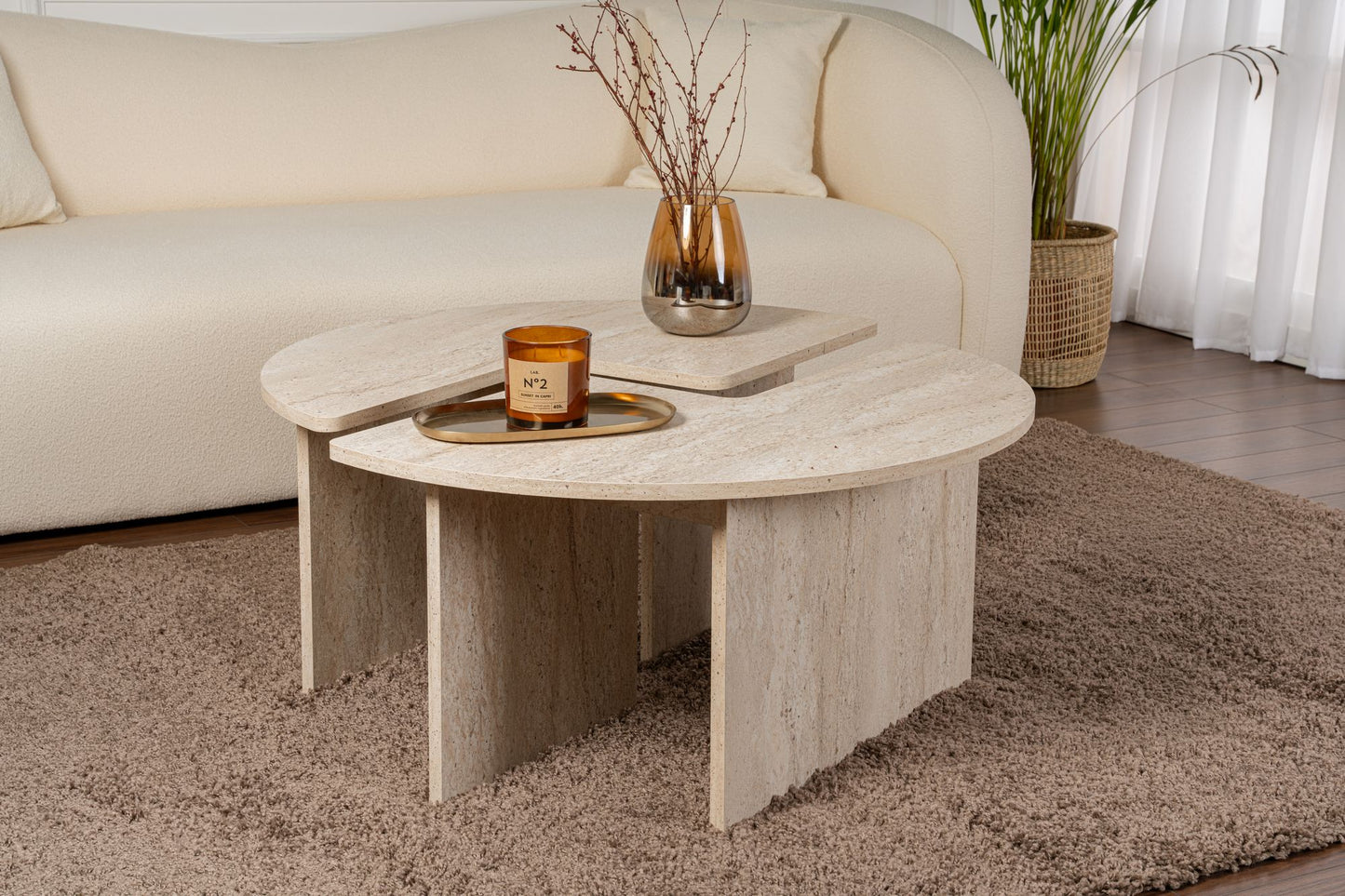 Τραπεζάκι Σαλονιού Travertine 41 εκ GR241NRD1348