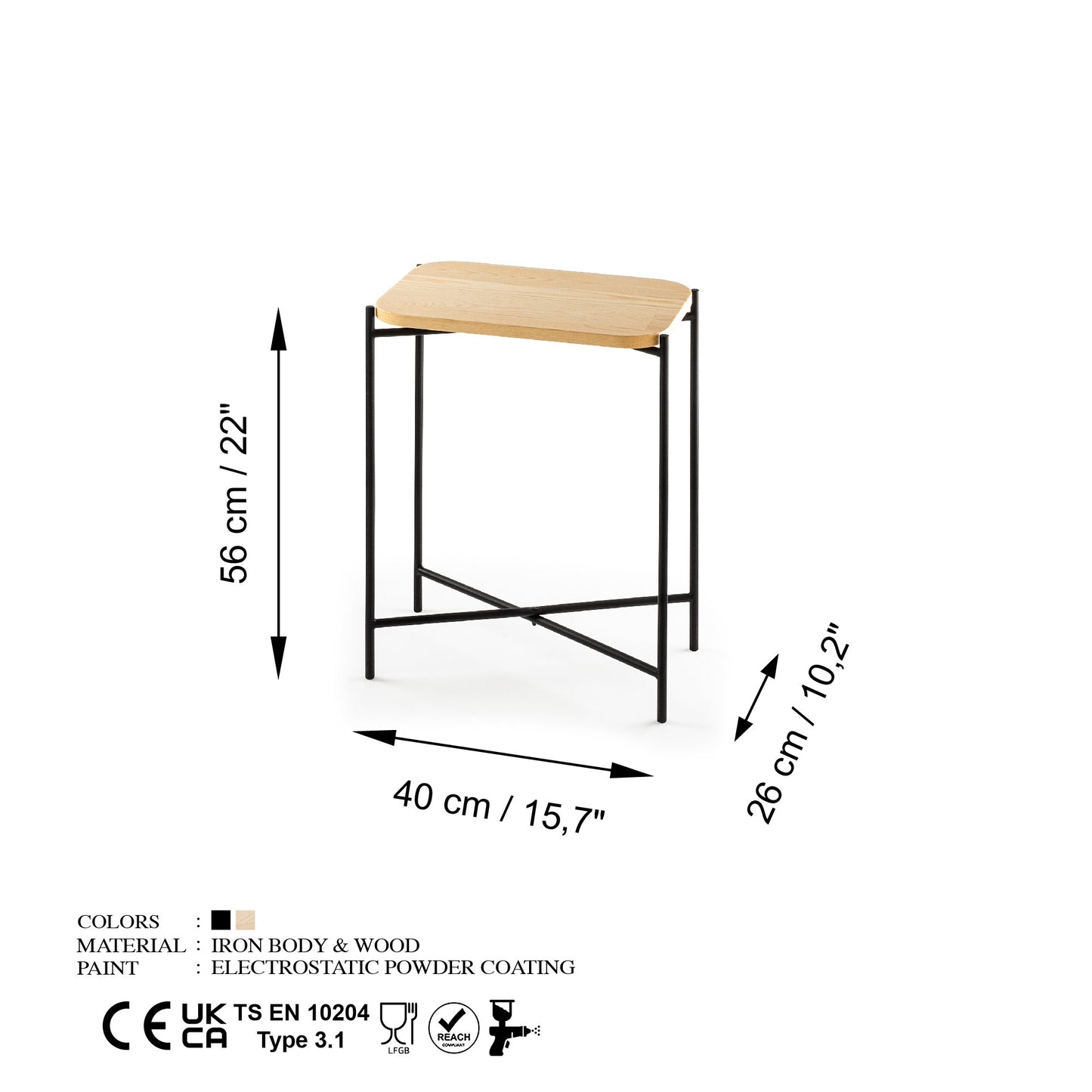 Τραπεζάκι Σαλονιού Μαύρο - Φυσικό 40 x 26 x 56 εκ GR247HFM1142