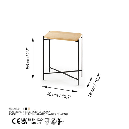 Τραπεζάκι Σαλονιού Μαύρο - Φυσικό 40 x 26 x 56 εκ GR247HFM1142