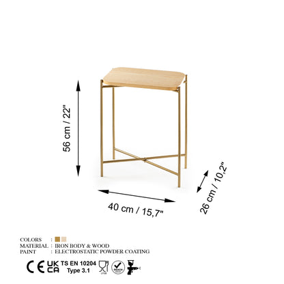 Τραπεζάκι Σαλονιού Χρυσό - Φυσικό 40 x 26 x 56 εκ GR247HFM1143