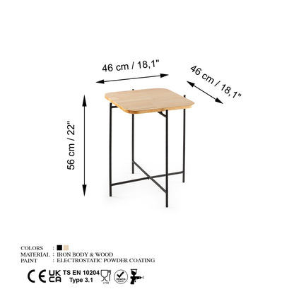 Τραπεζάκι Σαλονιού Μαύρο - Φυσικό 46 x 46 x 56 εκ GR247HFM1146