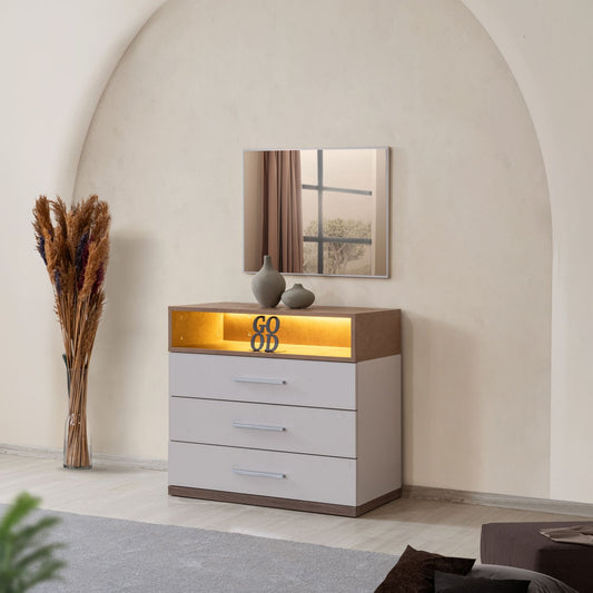 Συρταριέρα 85x140x45 εκ Λευκό / Καφέ 249HRV1306