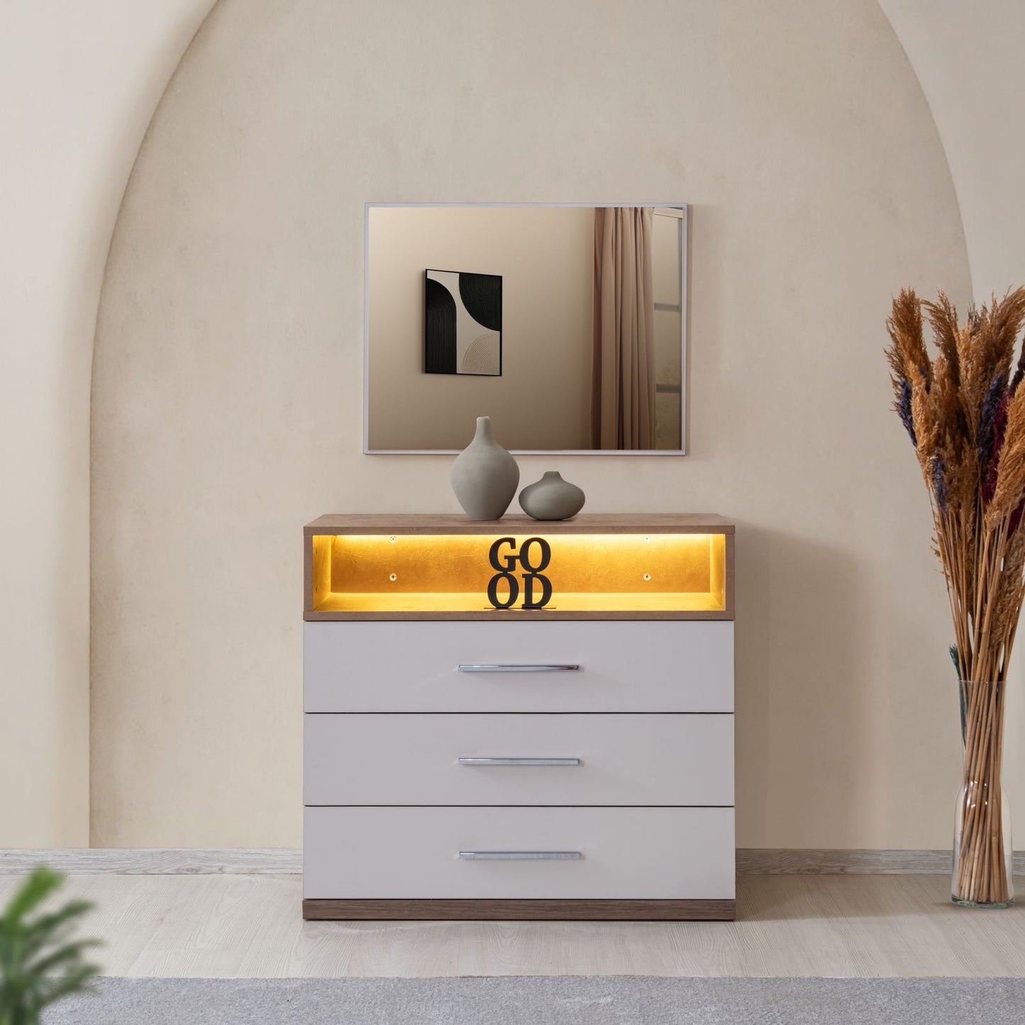 Συρταριέρα 85x140x45 εκ Λευκό / Καφέ 249HRV1306