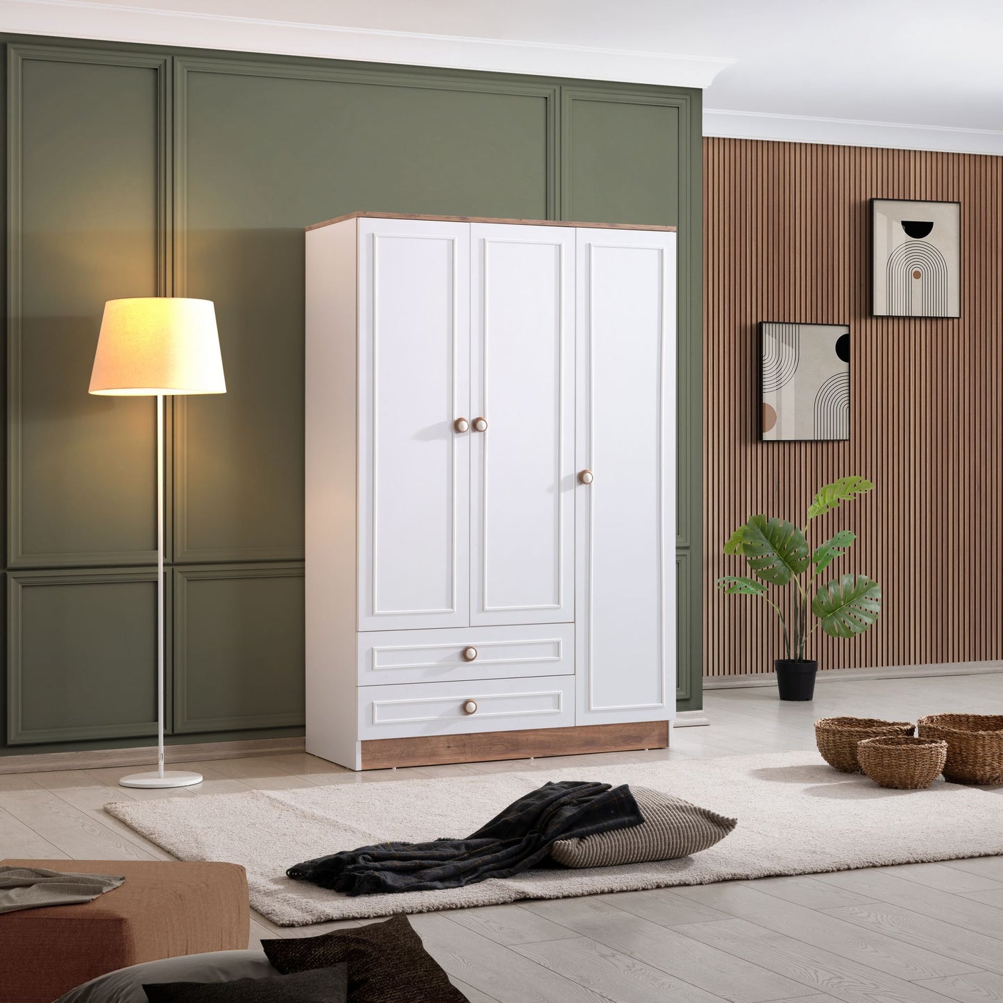 Ντουλάπα 118x182x50 εκ Brown White 249HRV1506