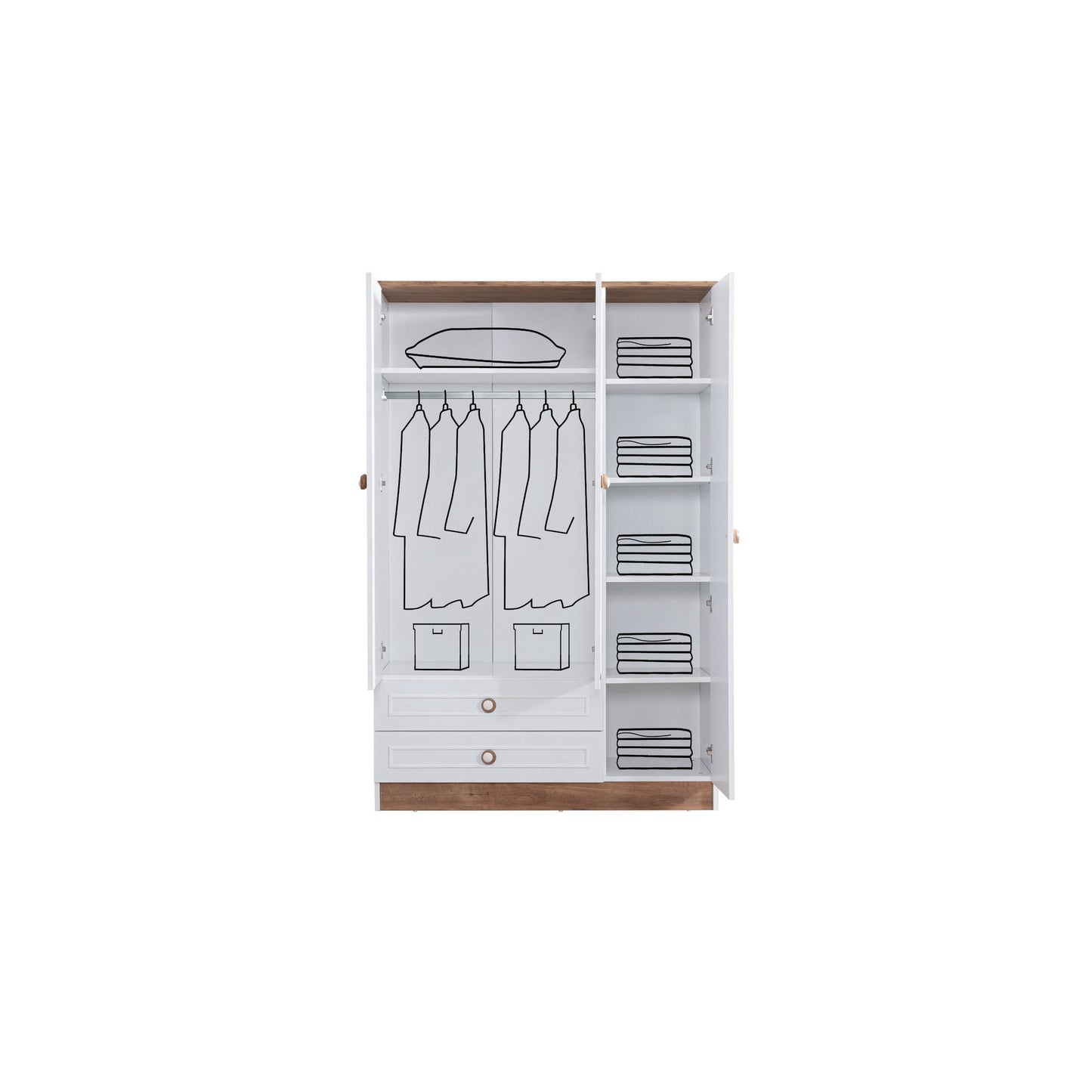 Ντουλάπα 118x182x50 εκ Brown White 249HRV1506