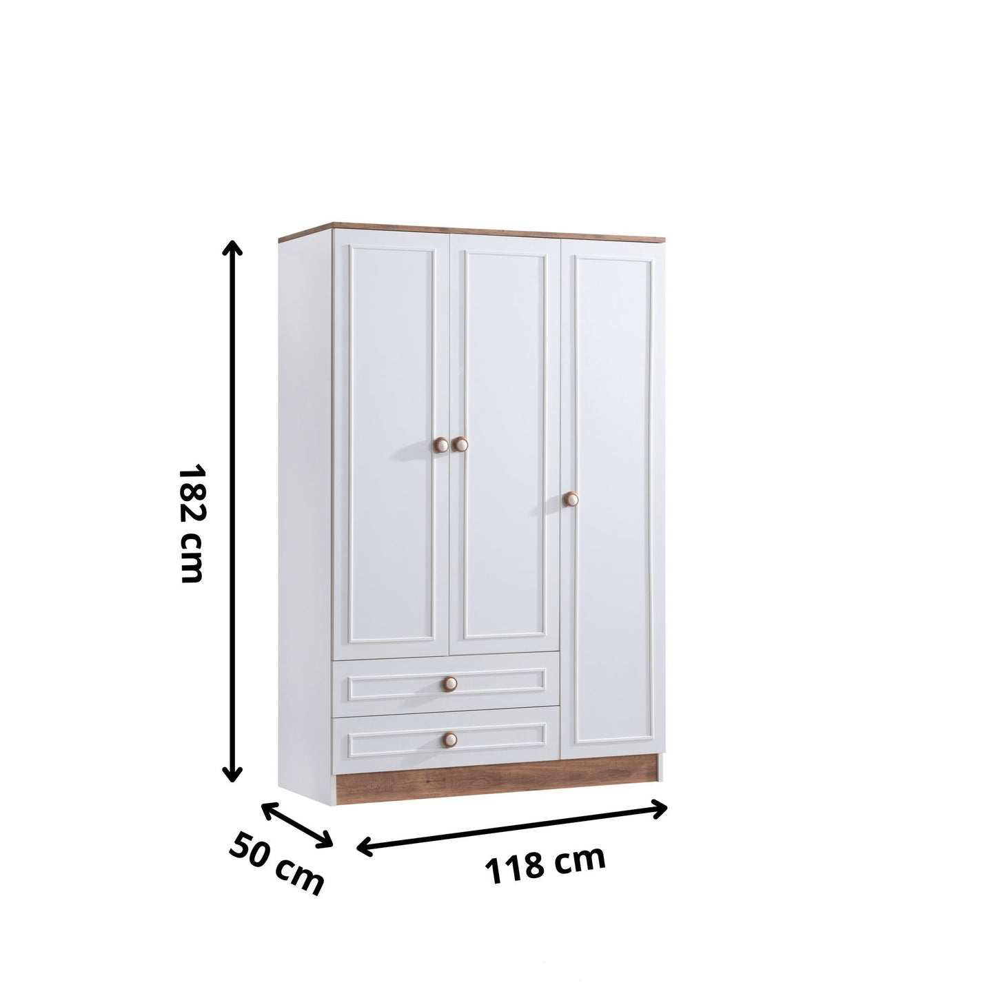 Ντουλάπα 118x182x50 εκ Brown White 249HRV1506