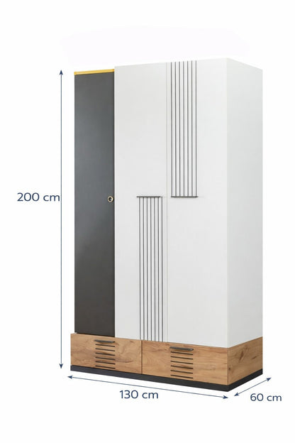 Ντουλάπα 130x200x60 εκ White Anthracite Yellow Brown 249HRV1507