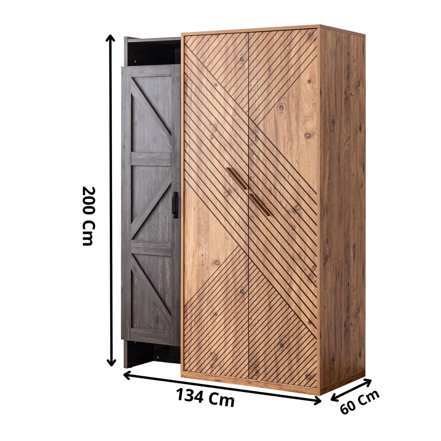 Ντουλάπα 134x200x60 εκ Anthracite Brown 249HRV1508