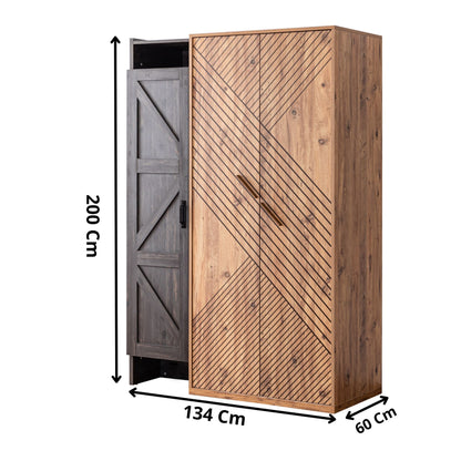 Ντουλάπα 134x200x60 εκ Anthracite Brown 249HRV1508