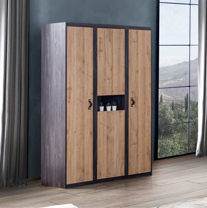 Ντουλάπα 132x195x53 εκ Anthracite Brown 249HRV1509