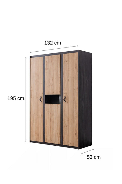 Ντουλάπα 132x195x53 εκ Anthracite Brown 249HRV1509
