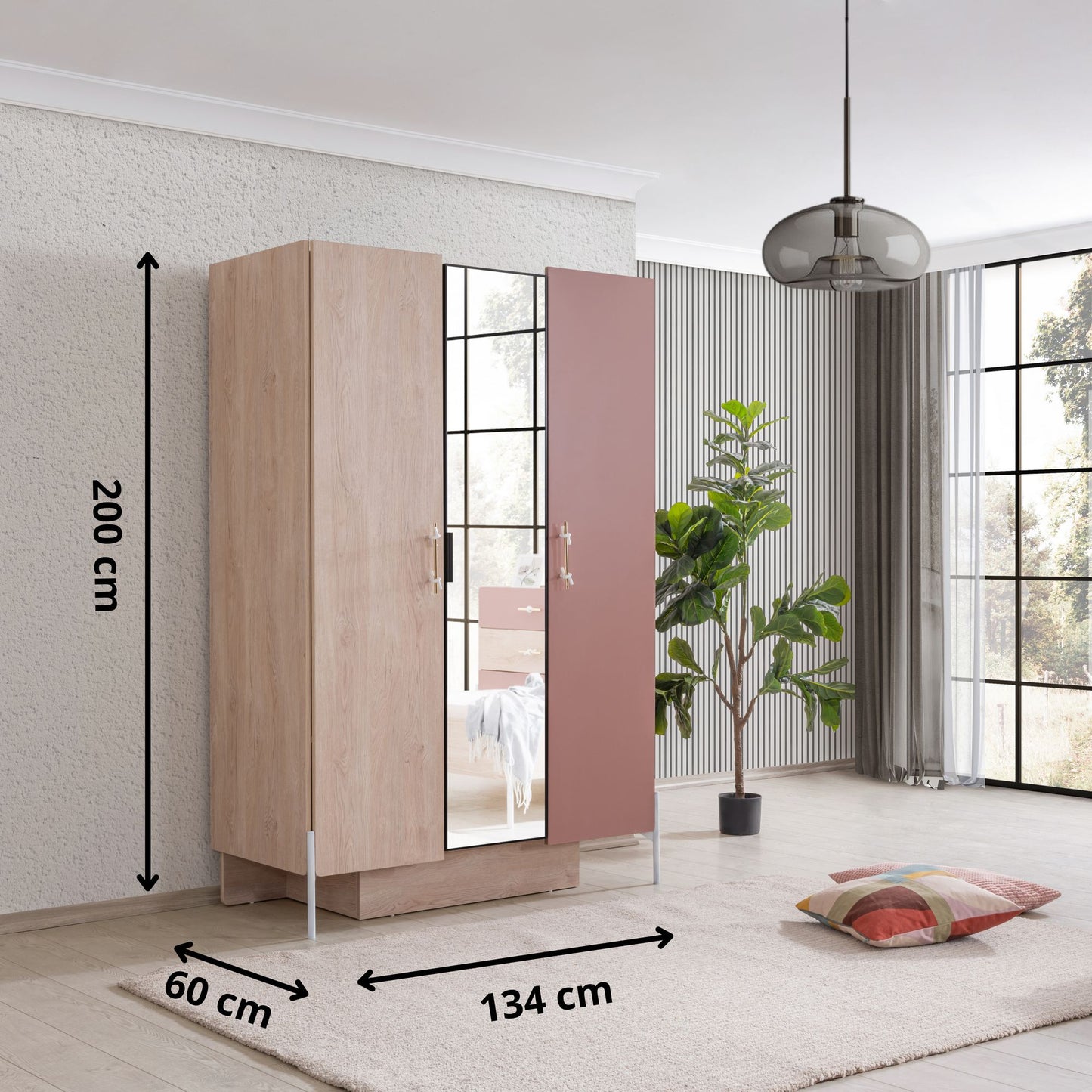 Ντουλάπα 134x200x60 εκ Brown Pink 249HRV1511