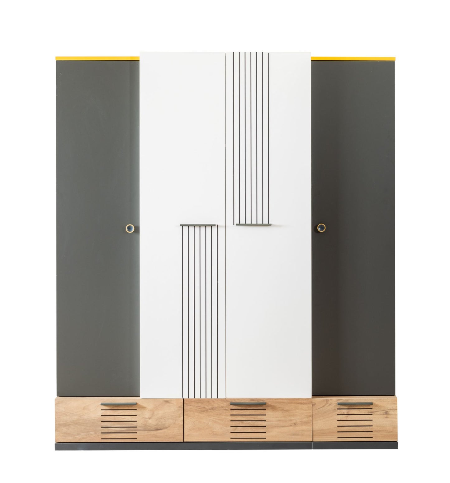 Ντουλάπα 175x200x60 εκ White Anthracite Yellow Brown 249HRV1513
