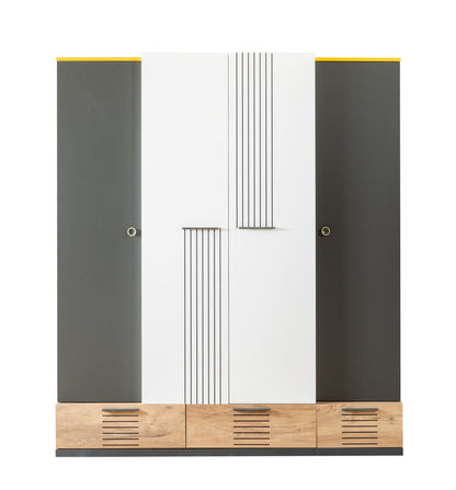 Ντουλάπα 175x200x60 εκ White Anthracite Yellow Brown 249HRV1513