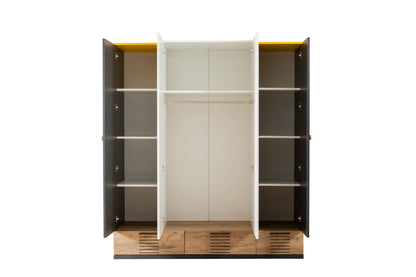 Ντουλάπα 175x200x60 εκ White Anthracite Yellow Brown 249HRV1513