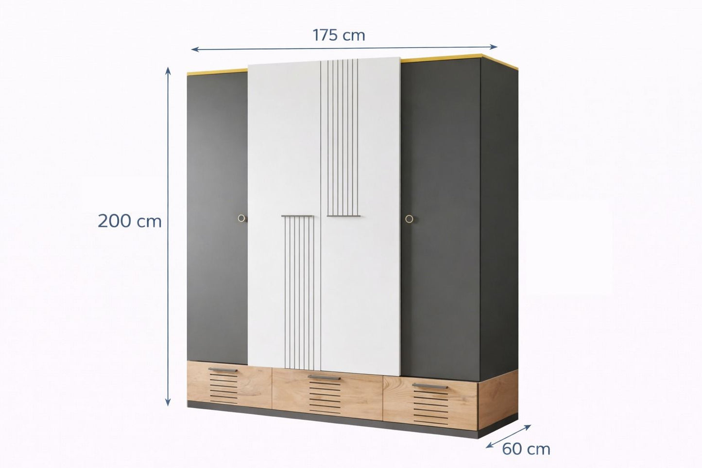 Ντουλάπα 175x200x60 εκ White Anthracite Yellow Brown 249HRV1513