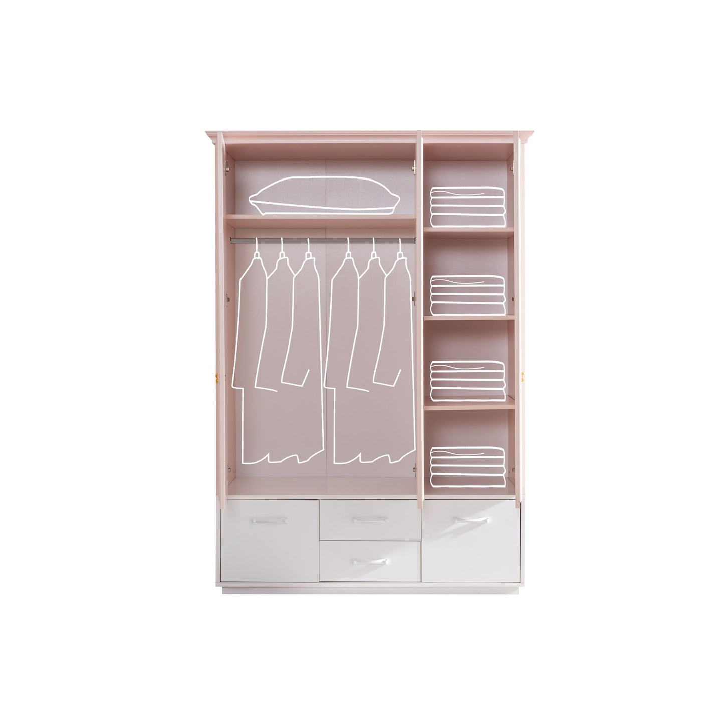 Ντουλάπα 136x197x63 εκ Pink White 249HRV1514