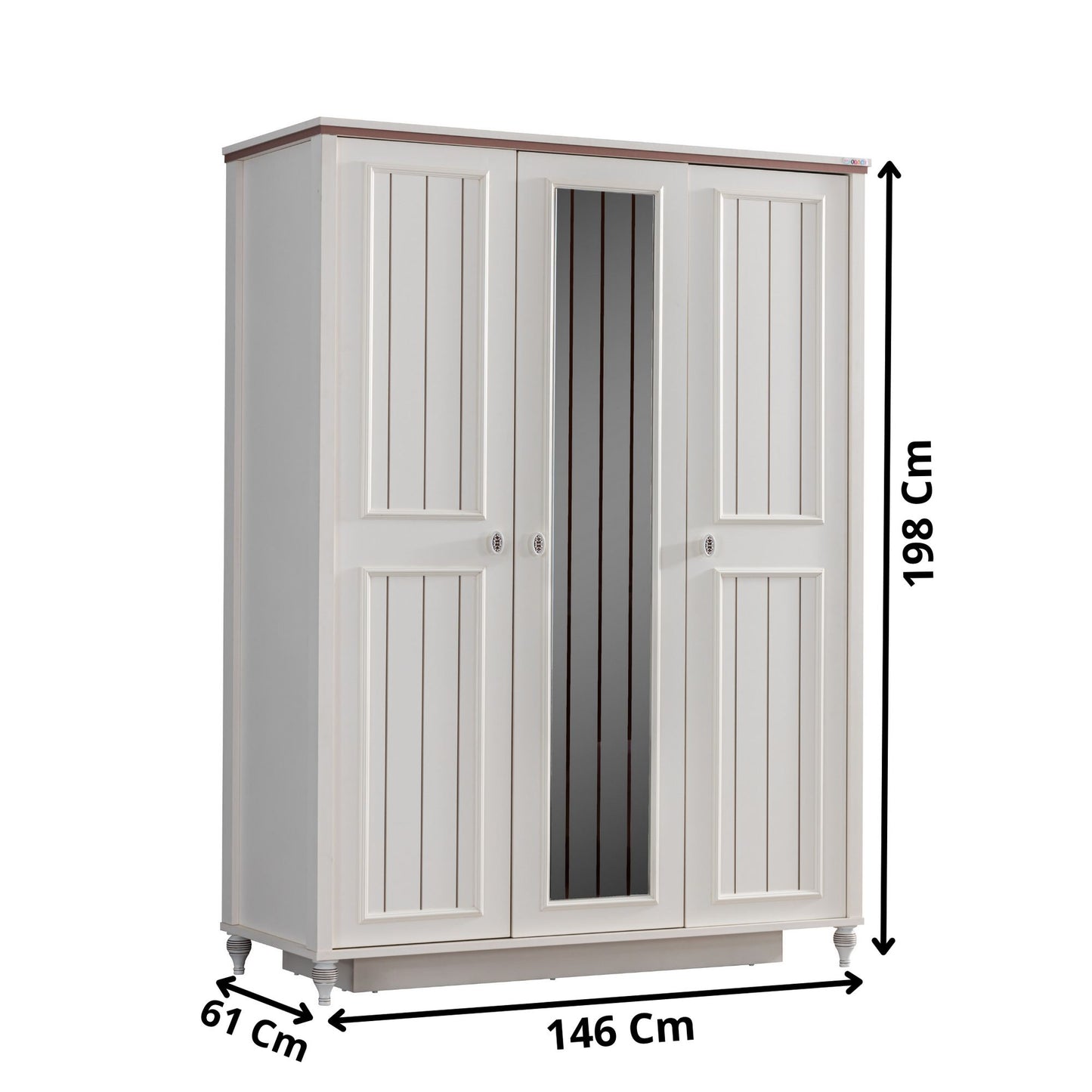 Ντουλάπα 146x198x61 εκ Light Cream 249HRV1516