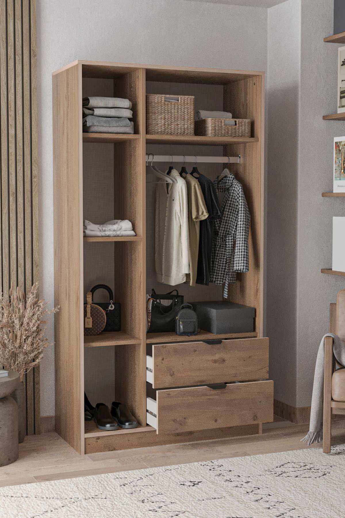 Ντουλάπα 97x182x44 εκ Atlas Pine 260ETH1301