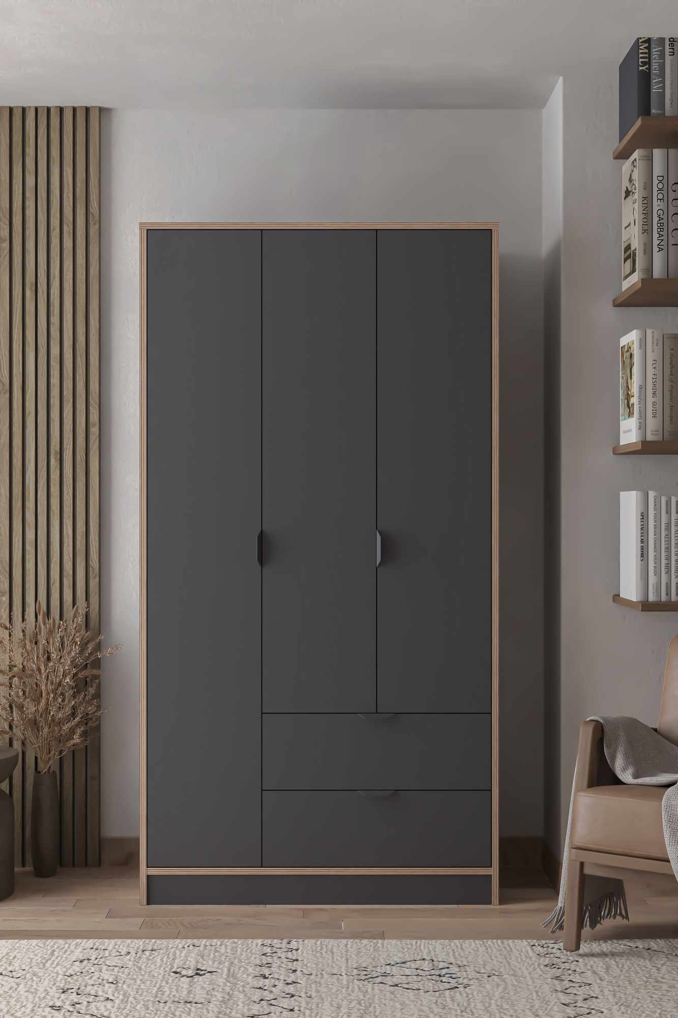 Ντουλάπα 97x182x44 εκ Ανθρακί 260ETH1303