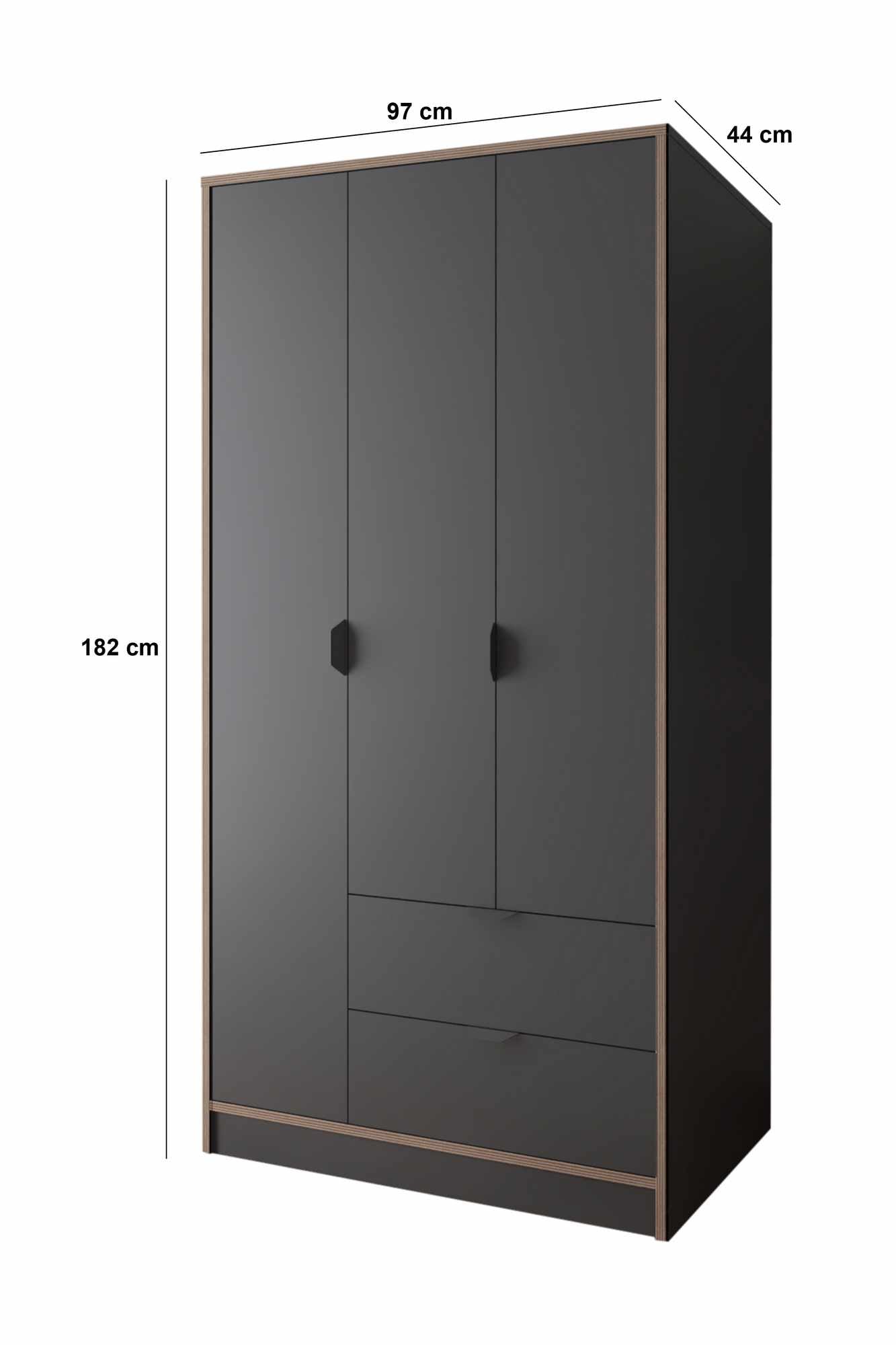Ντουλάπα 97x182x44 εκ Ανθρακί 260ETH1303