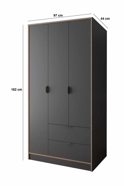 Ντουλάπα 97x182x44 εκ Ανθρακί 260ETH1303
