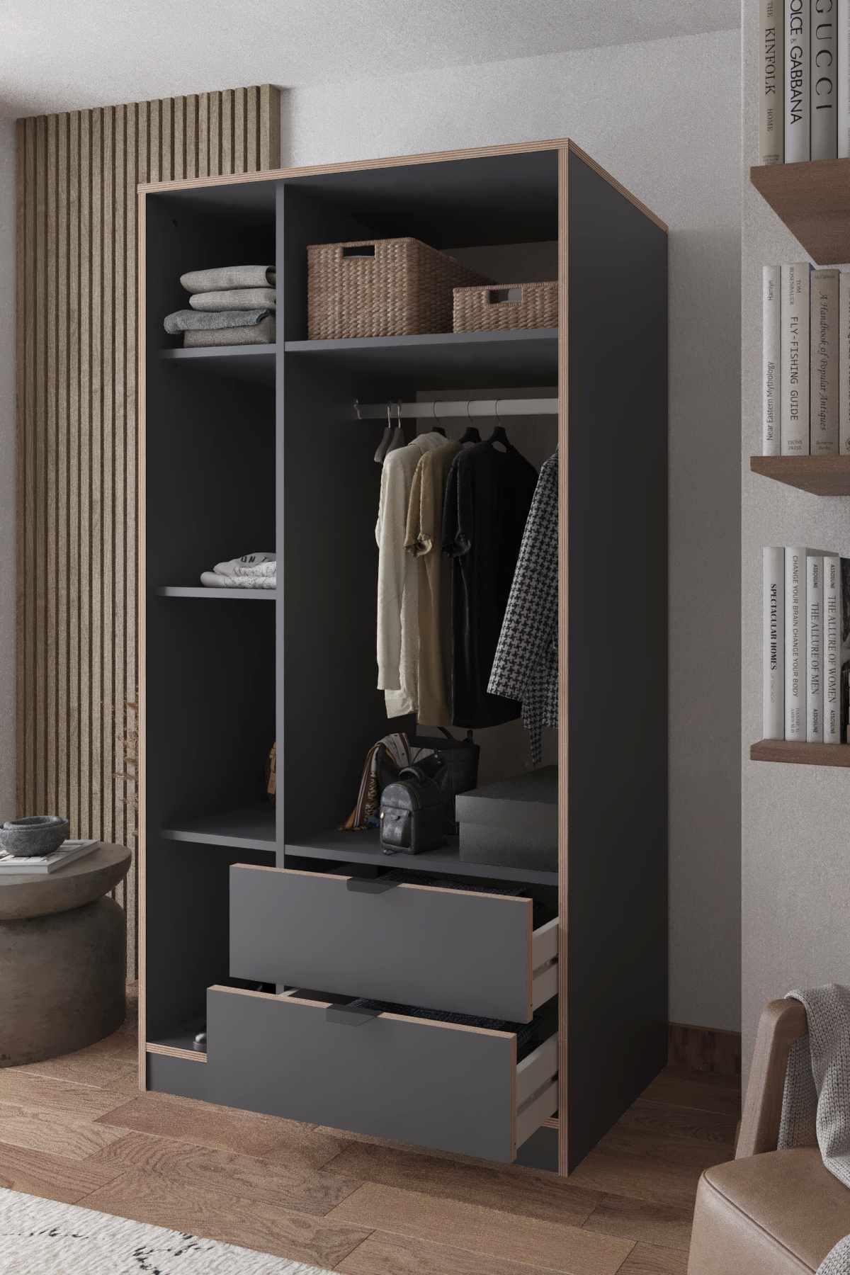 Ντουλάπα 97x182x44 εκ Ανθρακί 260ETH1303