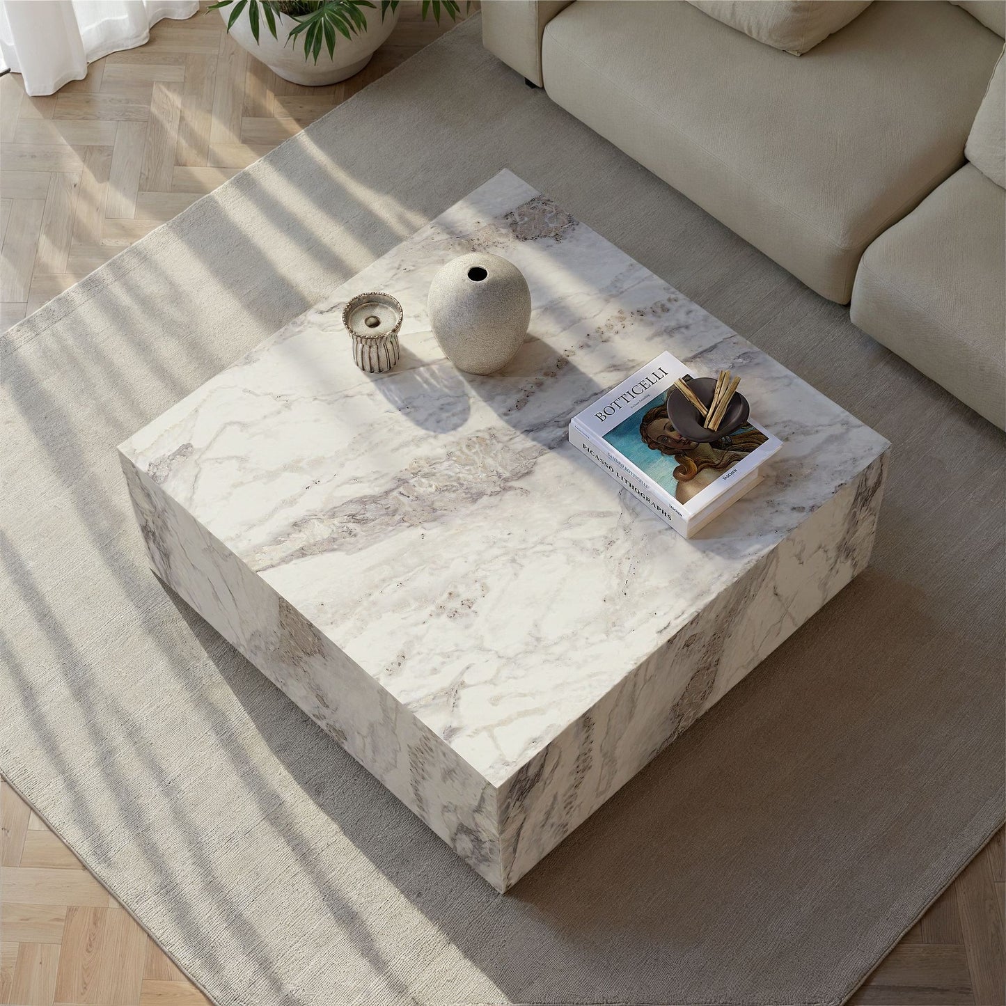 Τραπεζάκι Σαλονιού Όψη Μαρμάρου με Διακριτικές Χωνευτές Ρόδες– Εύκολη Μετακίνηση Πλήρως Συναρμολογημένο 262ARD1106