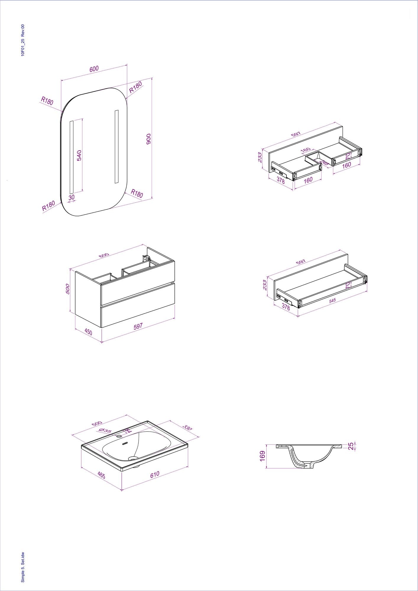 Σετ Επίπλου Μπάνιου με Νιπτήρα & Καθρέφτη (2 Τεμάχια) σε χρώμα Λευκό, 263LVS1109.