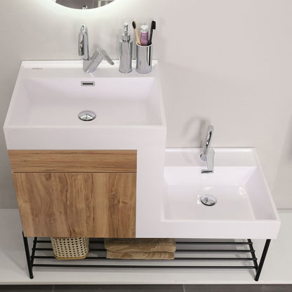 Σετ Επίπλου Μπάνιου με Νιπτήρα & Καθρέφτη (2 Τεμάχια) σε χρώμα Ανοιχτό Καρυδί, 263LVS1138.