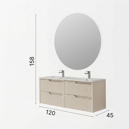 Σετ Επίπλου Μπάνιου με Νιπτήρα & Καθρέφτη (2 Τεμάχια) σε χρώμα Γκρι Βανίλια, 263LVS1143.