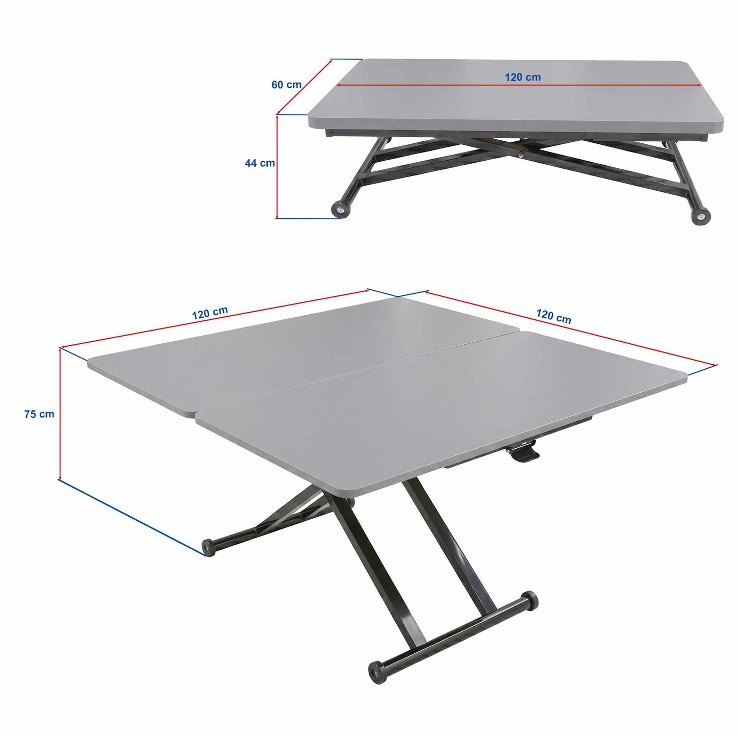 Έξυπνο Τραπεζάκι Σαλονιού Με Ρυθμιζόμενο Ύψος 44–75 εκ και Φάρδος 60-120 εκ με Ροδάκια Πολυχρηστικό Τραπεζαρία Γραφείο Συναρμολογημένο Πεύκο Χρώμιο 272TBL1234