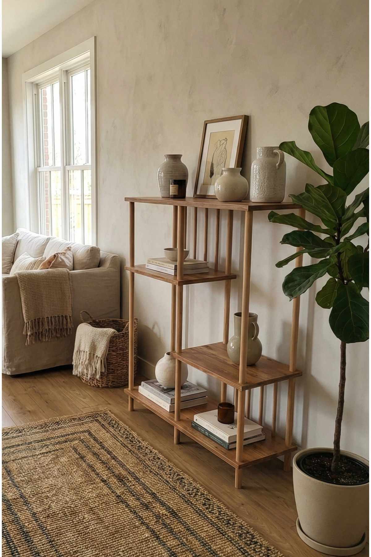 Βιβλιοθήκη Πεύκο 85x106x30 εκ 276TDB1194