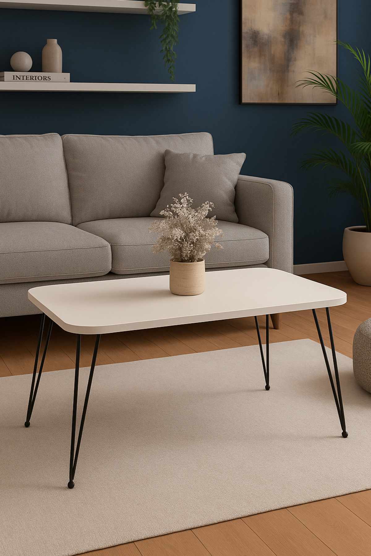 Τραπεζάκι Σαλονιού Λευκό Μαύρο 90 x 55 x 50 εκ. 276TDB1198