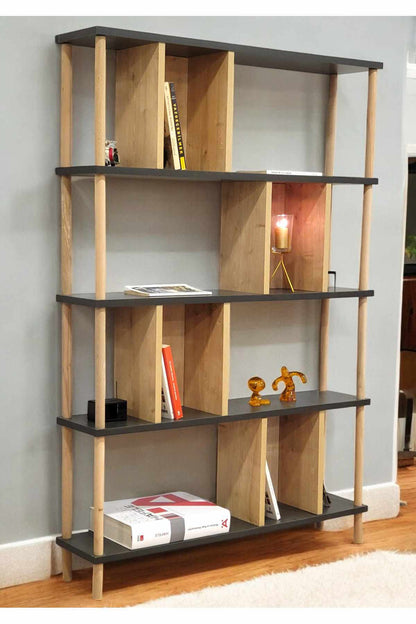 Βιβλιοθήκη Ανθρακί Δρυς 90x137x20 εκ 276TDB1249