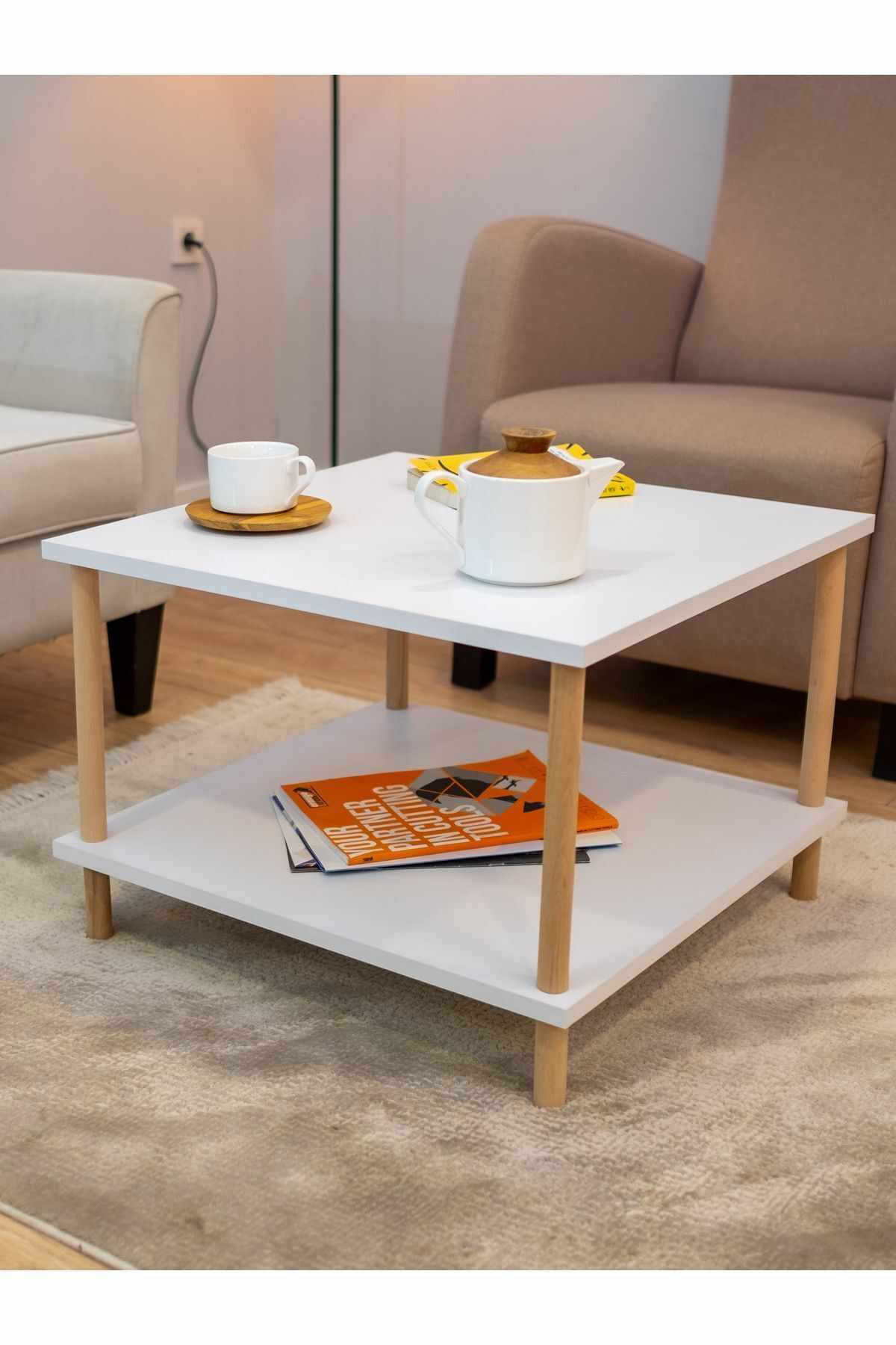 Τραπεζάκι Σαλονιού Λευκό 60 x 42,5 x 60 εκ. 276TDB1259