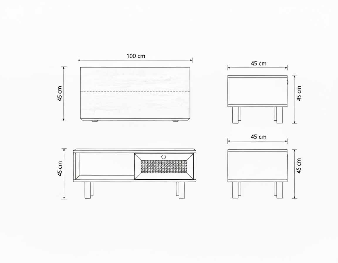Τραπεζάκι Σαλονιού Λευκό - Δρυς 100 x 45 x 45 εκ GR277WLN1128