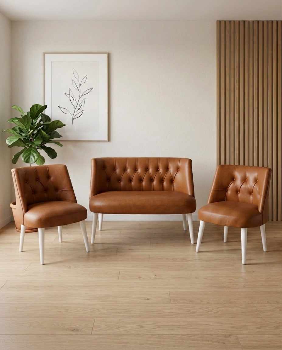 Σετ Πολυθρόνα Μπερζέρα & Διθέσιος Καναπές (3 Τεμάχια) σε χρώμα Ταμπά, 281ELR1227.