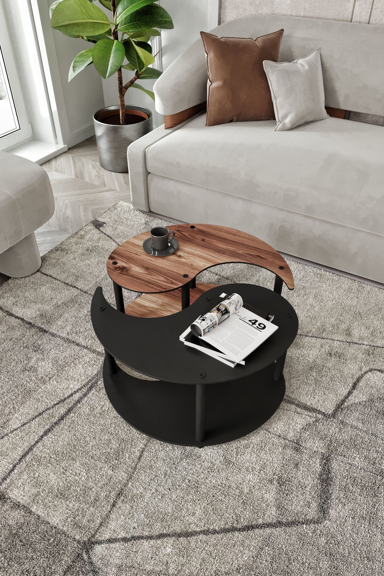 Τραπεζάκι Σαλονιού Set Καρυδί 70 x 70 x 38 εκ GR282PTR1535