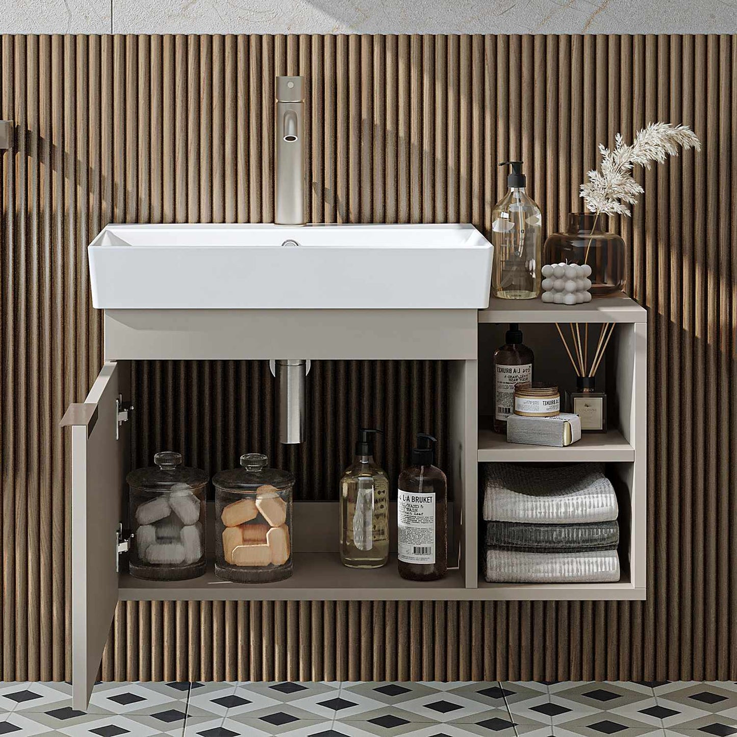 Έπιπλο Μπάνιου με Νιπτήρα σε χρώμα Ψαμμίτης, 283VLN1122.