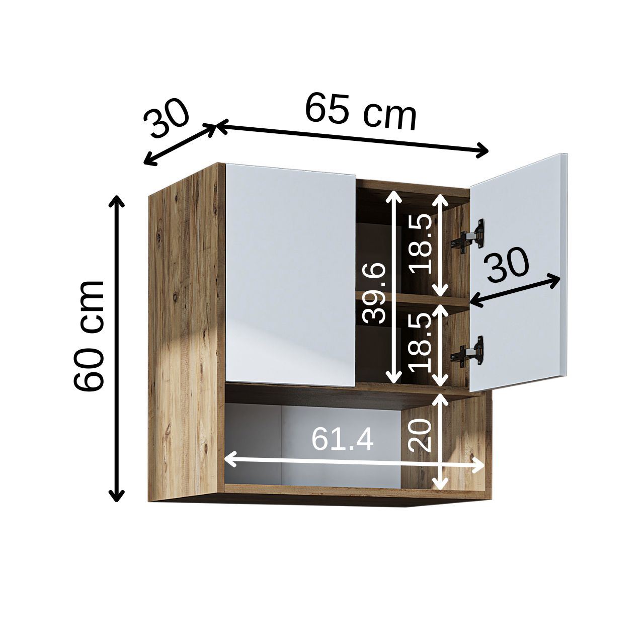 Έπιπλο Μπάνιου σε χρώμα Πεύκο Atlantic / Λευκό, 283VLN1356.
