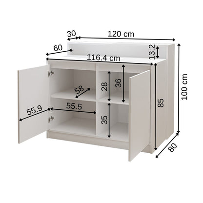 Τραπέζι Κουζίνας Νησίδα λευκό 120x100x80 εκ 283VLN1400