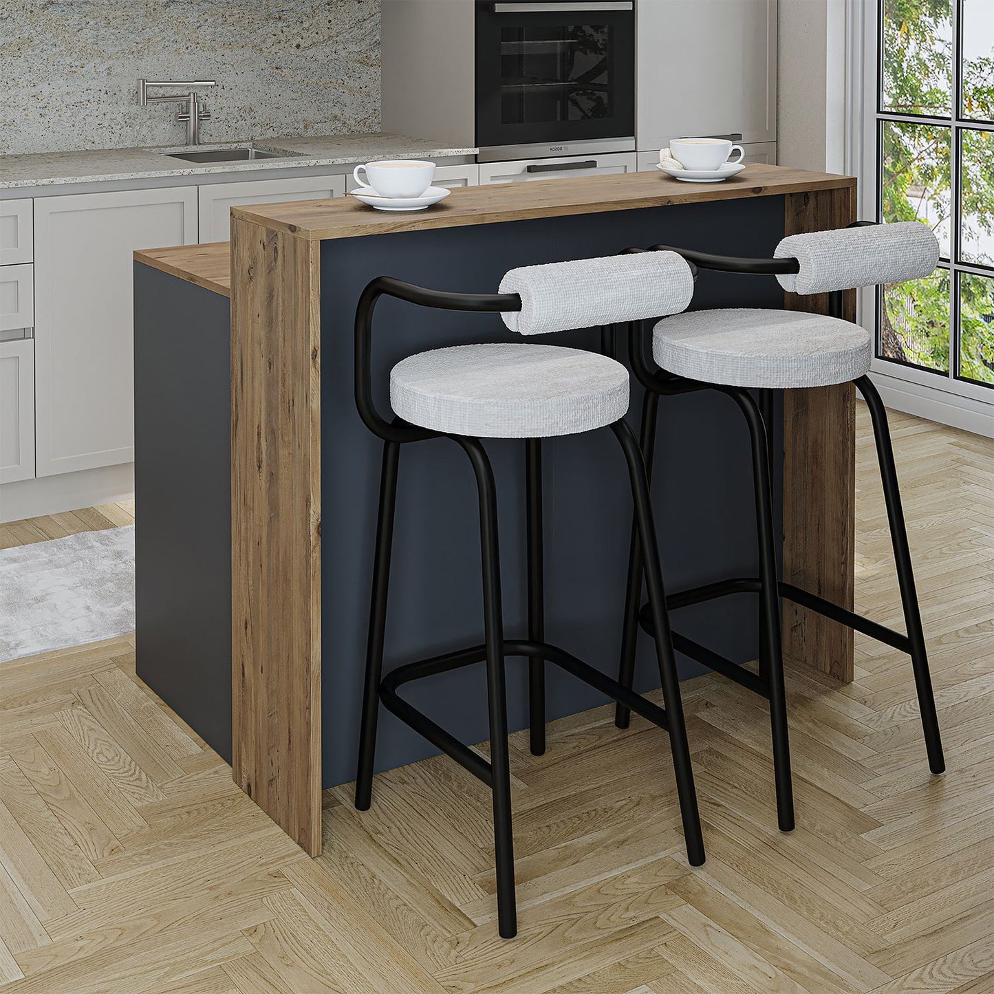 Τραπέζι Κουζίνας Νησίδα Πεύκο Ανθρακί 120x100x80 εκ 283VLN1401